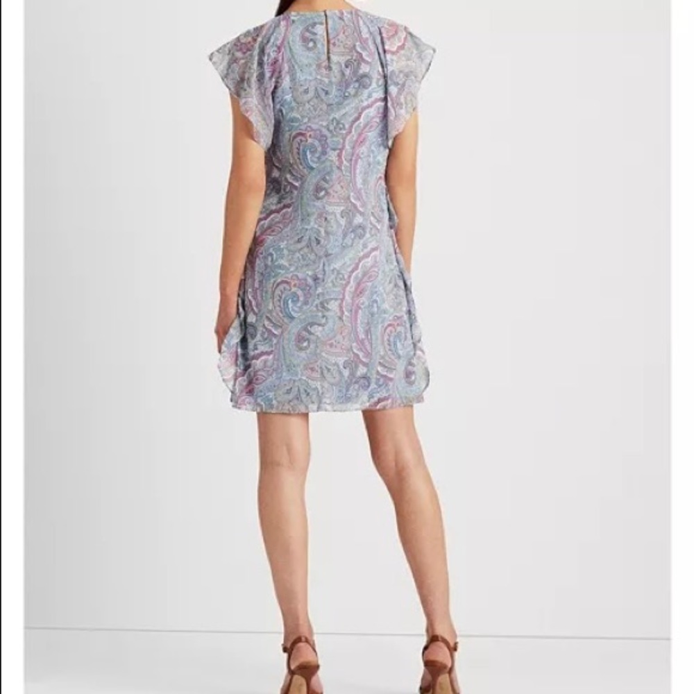 Lauren Ralph Lauren Petite Ruffled Georgette Shift Dress - Picture 2 of 9